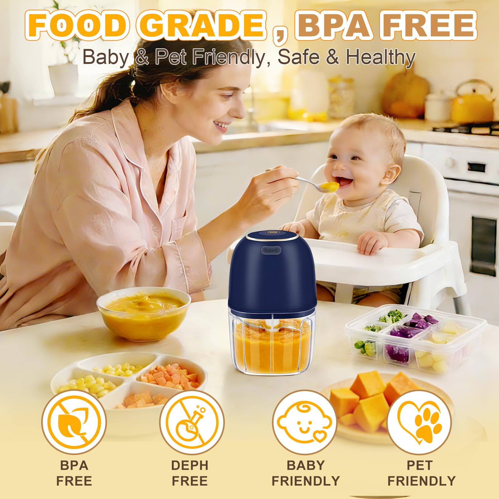 Baby Food Meat - Processador de Alimentos Elétrico Sem Fio,